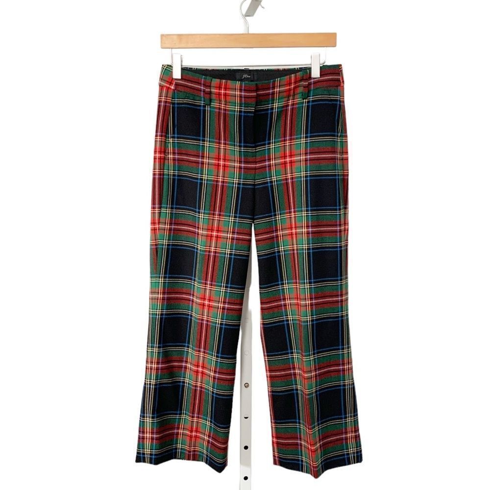 J.Crew Petite Hayden Wool-Blend Kickout Crop Pant Stewart Tartan